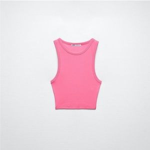 Hot Pink Zara Cropped Tank Top